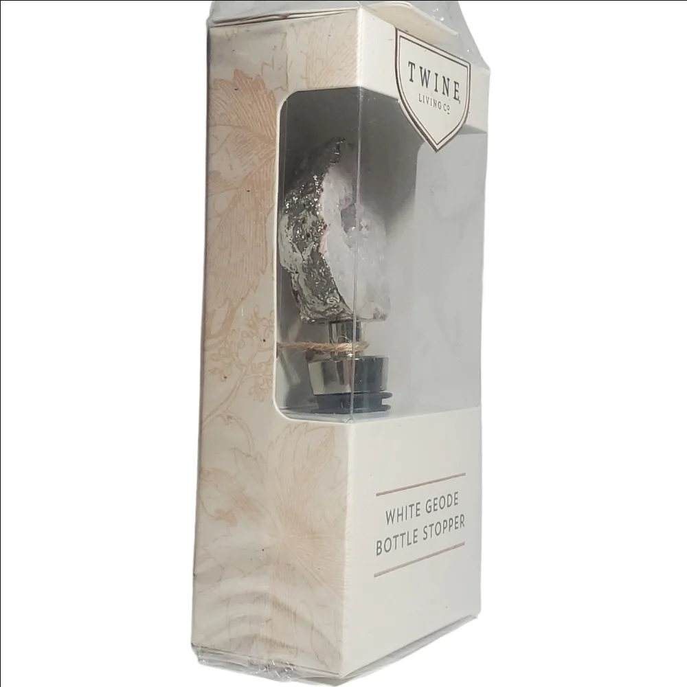 TWINE Living Co. White Geode Silver Plated Wine Bottle Stopper New in Box